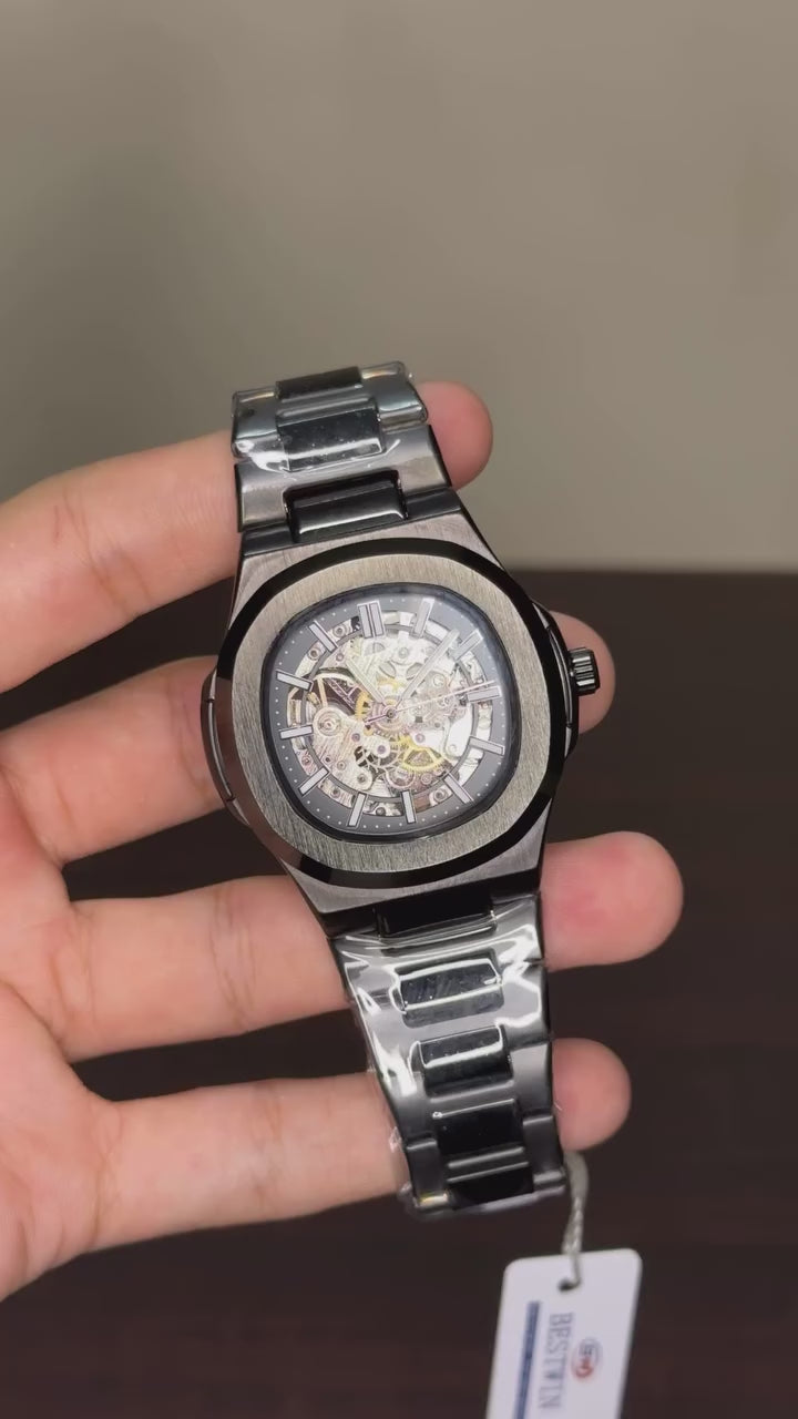 Bestwin Skeleton - Black Dial Black Chain