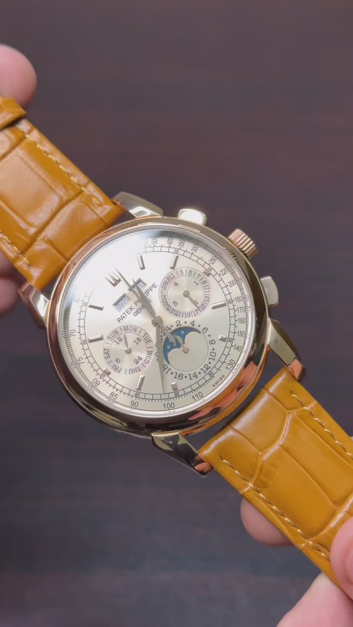 Patek Philippe Grand Complications Mastercopy ( Champagne Dial, Tan Leather Strap )