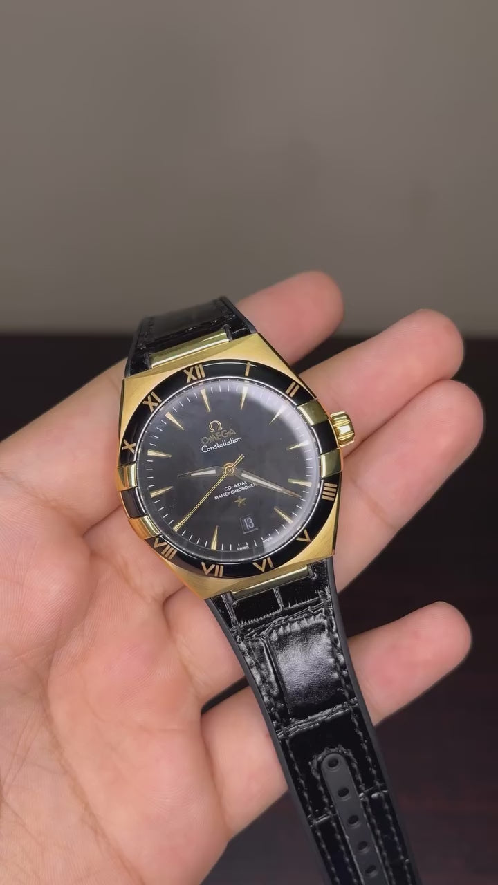 Omega Constellation Mastercopy - Black Strap Black Dial