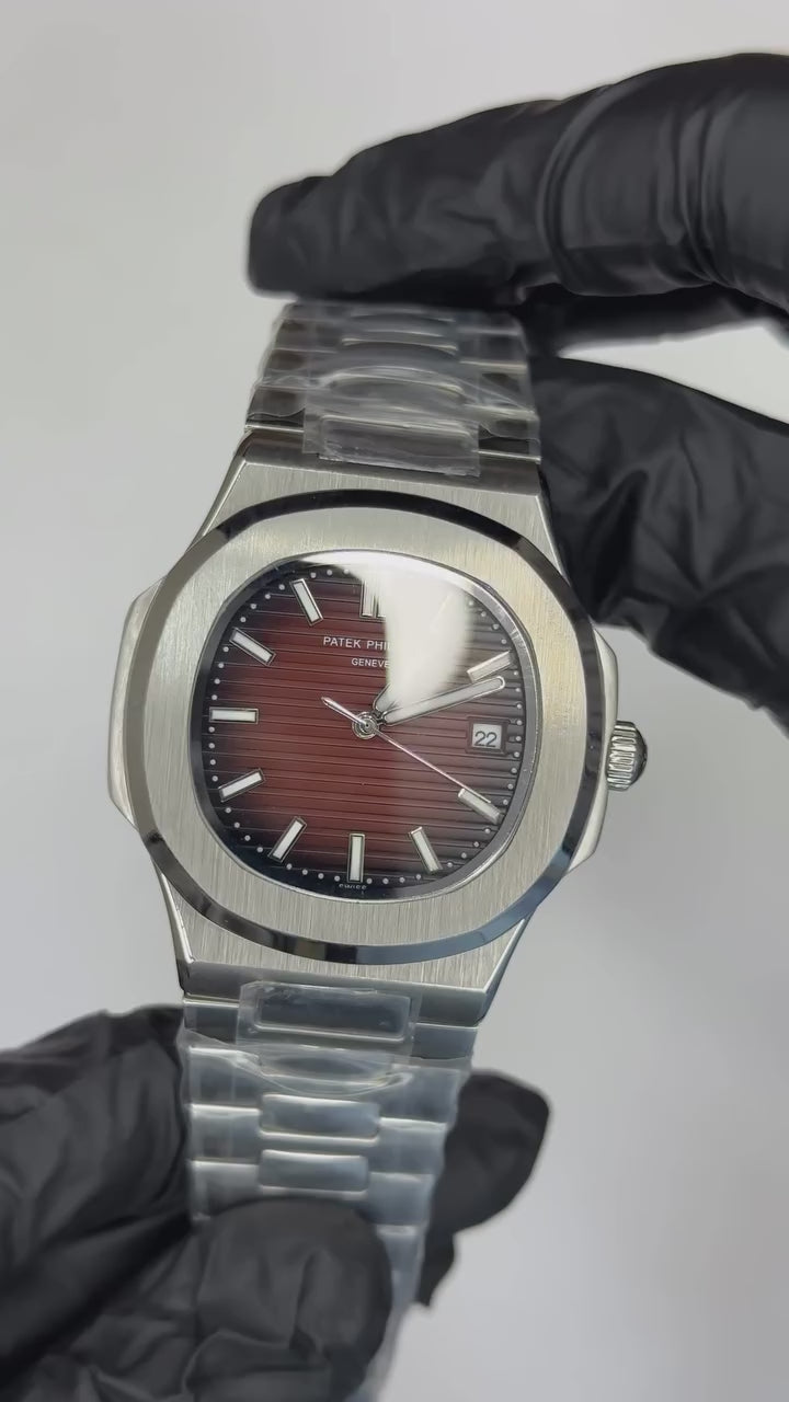 Patek Philippe Nautilus Mastercopy - Silver Chain Brown Dial