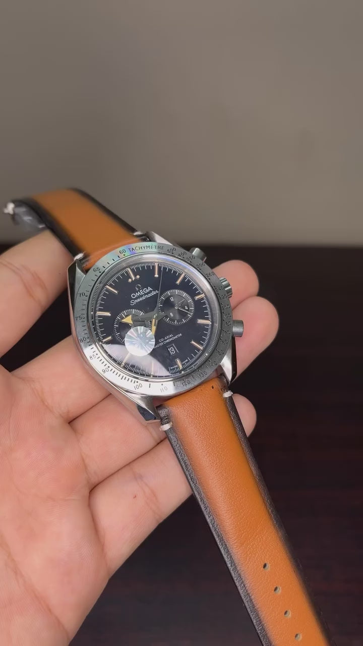 Omega Speedmaster Mastercopy - Brown Strap Black Dial