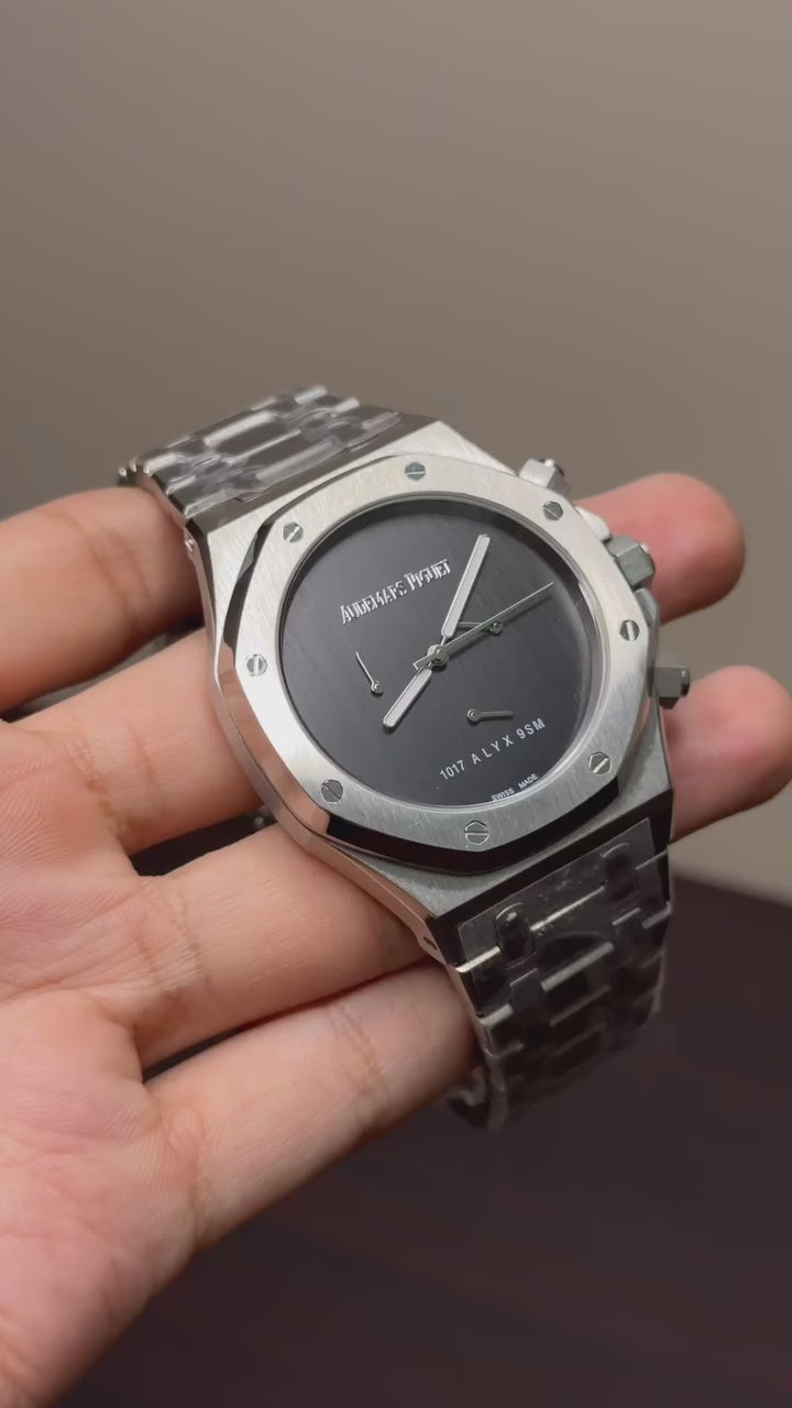 Audemars Piguet Royal Oak Mastercopy - Silver Chain Full Black Dial
