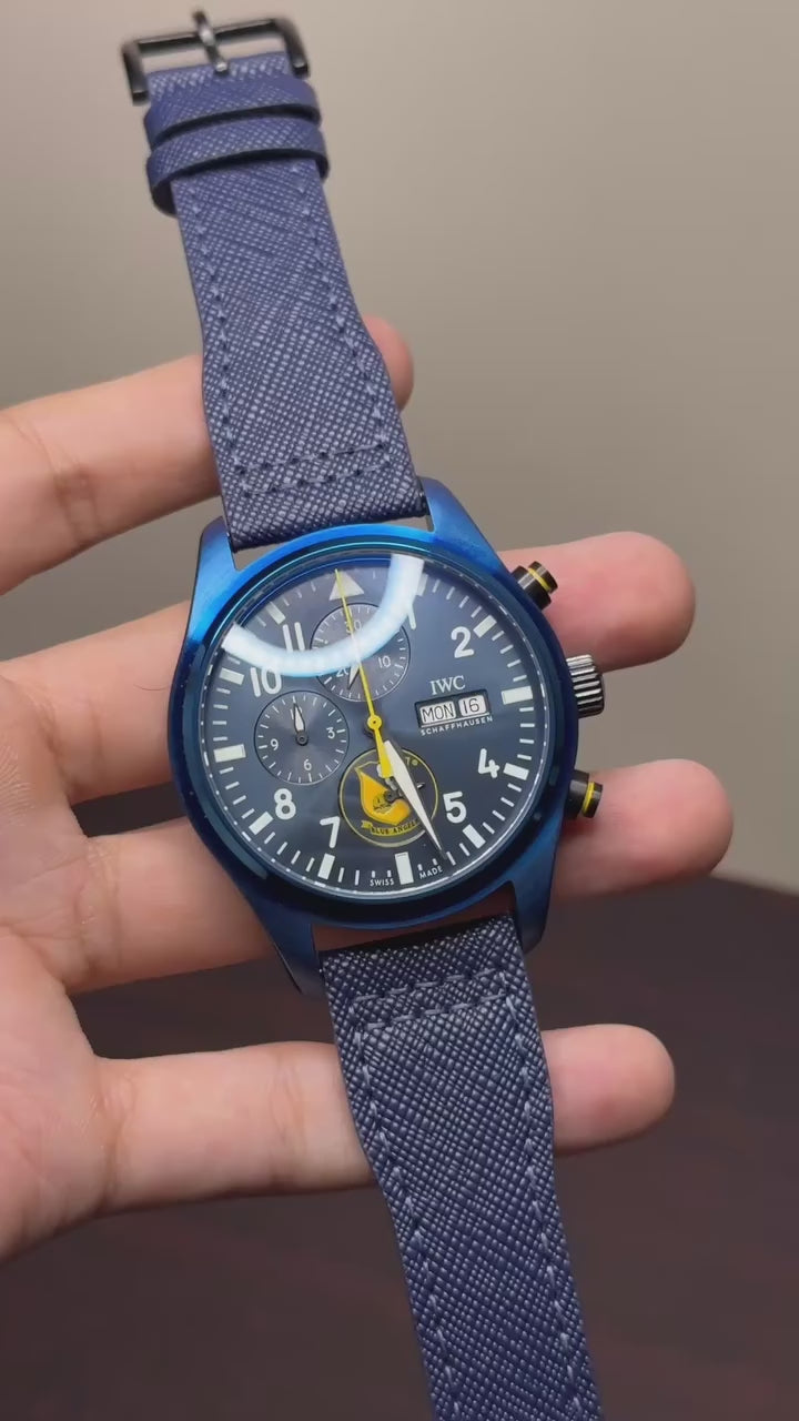 IWC Pilot's Chronograph Mastercopy (Blue Strap with Blue Dial)