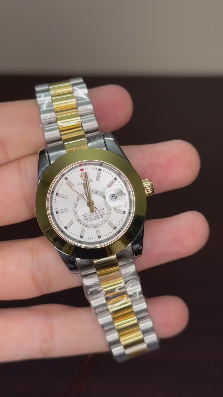 RLX Sky Dweller First Copy - Two Tone Chain White Dial