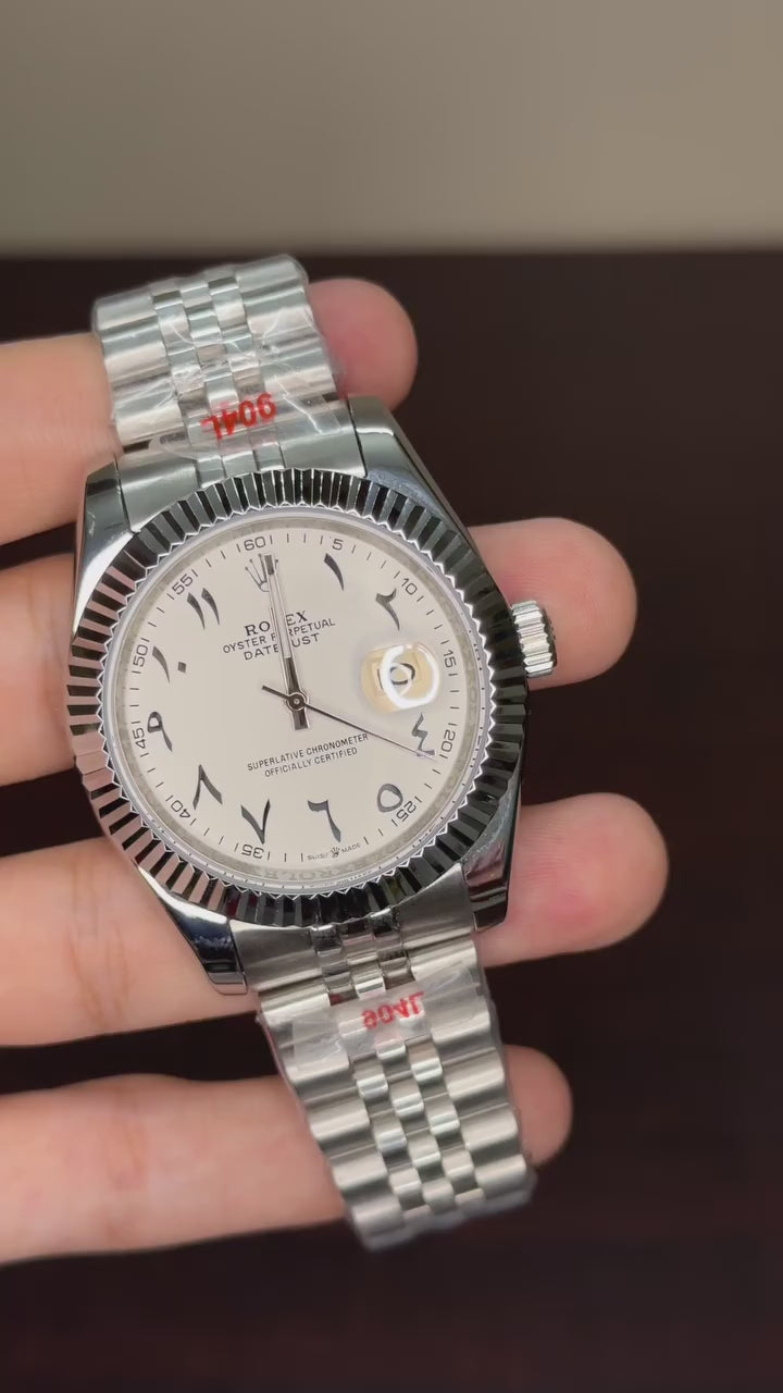 RLX Date Just Mastercopy (Silver Chain With White Arabic Dial)