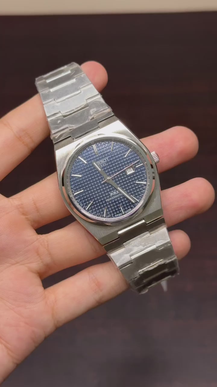 Tissot PRX Mastercopy (Blue Waffle Dial & Silver Chain)