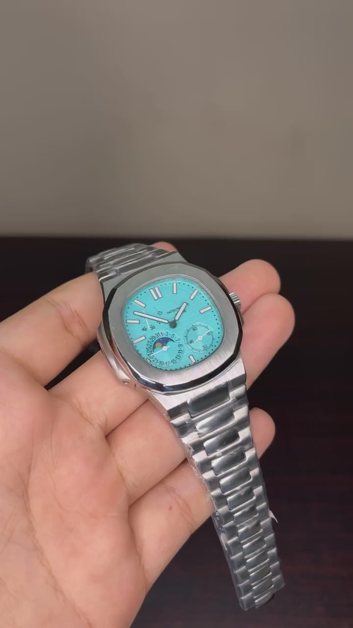Patek Philippe Nautilus Moon Phase Mastercopy - Silver Chain Tiffany Dial