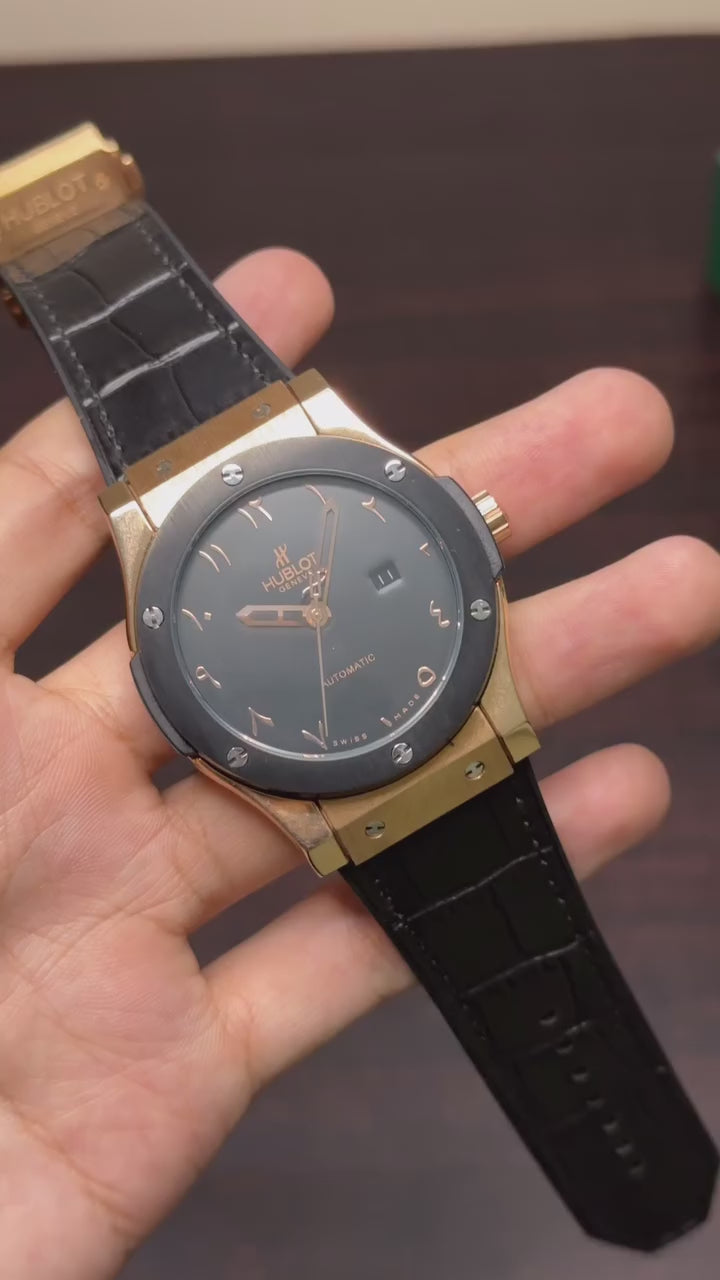 Hublot Classic Fusion Mastercopy - Black Strap Black Arabic Dial