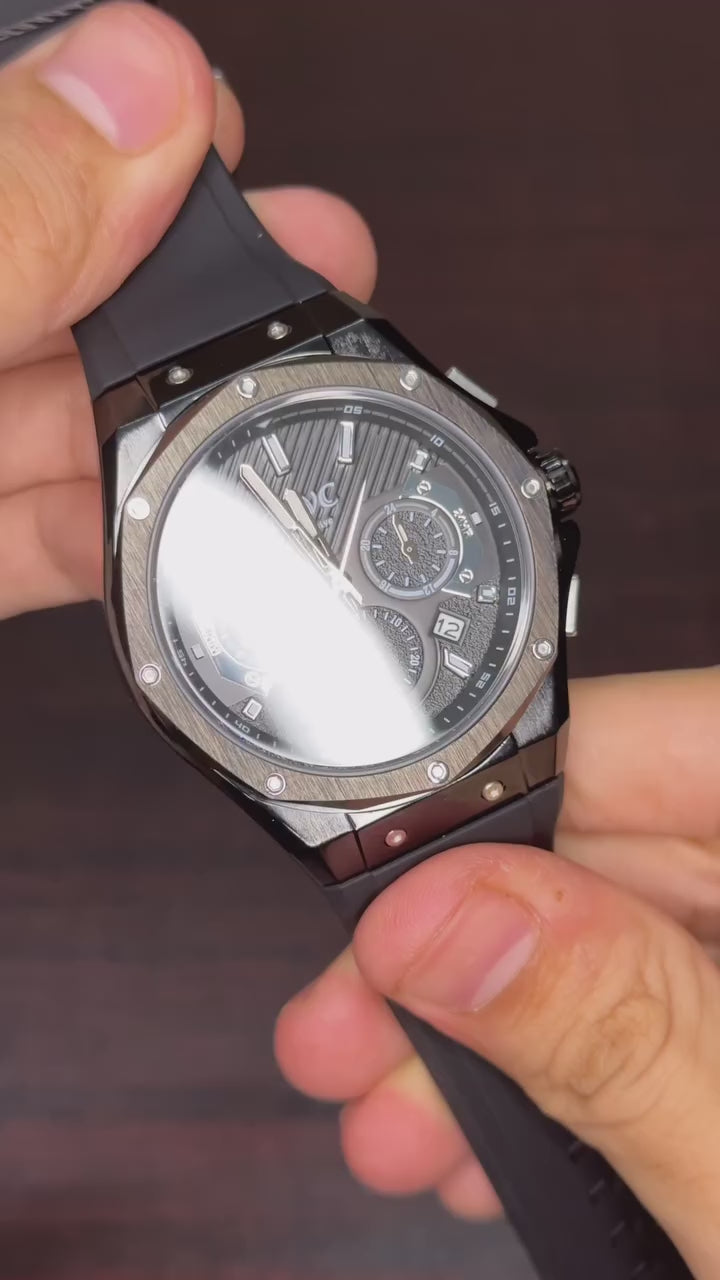 KWC Chronograph Watch - Black Dial Black Strap