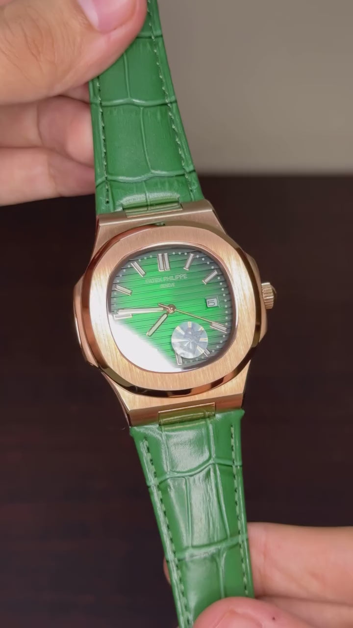 Patek Philippe Nautilus Mastercopy - Green Dial With Golden Bezel