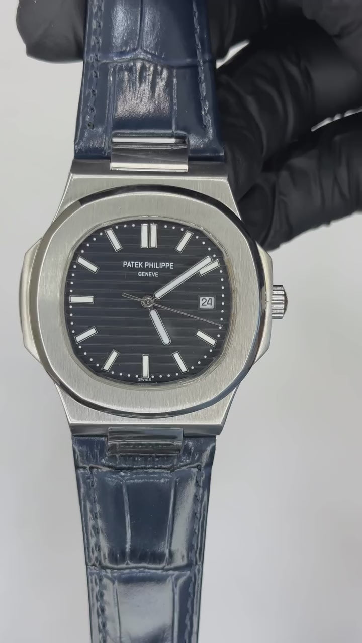 Patek Philippe Nautilus Mastercopy - Black Dial With Blue Strap