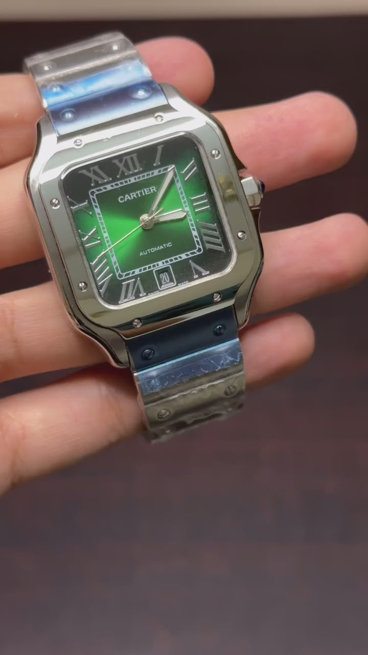 Cartier Santos Mastercopy - Silver Chain Green Dial