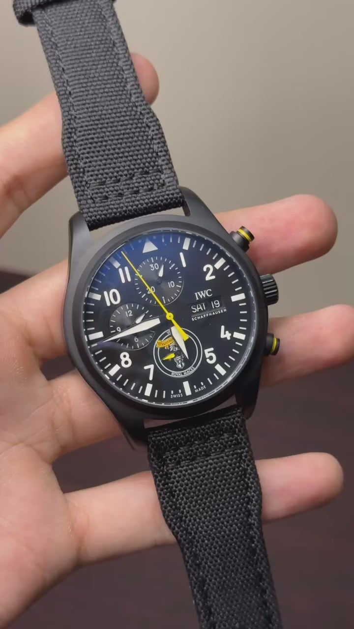 IWC Pilot's Chronograph Mastercopy (Black Strap With Black Dial)