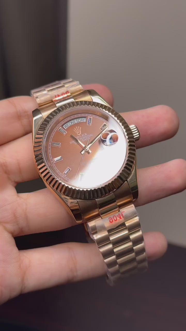 RLX Day-Date Mastercopy - Choco Dial Rose Gold Chain
