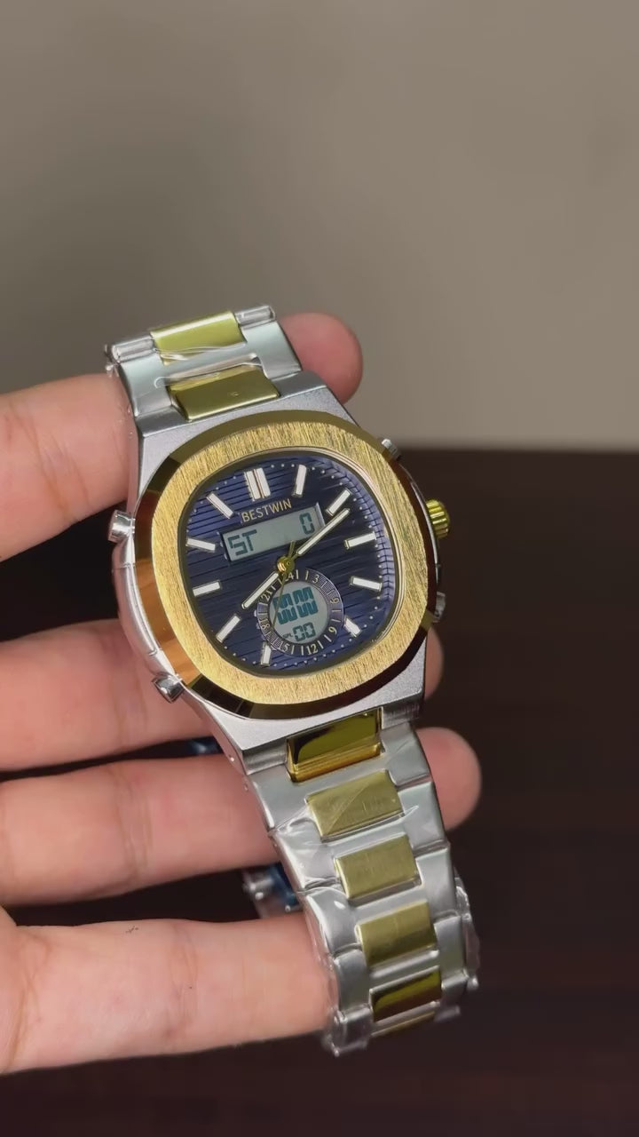 Bestwin Analog - Blue Dial Two Tone Chain