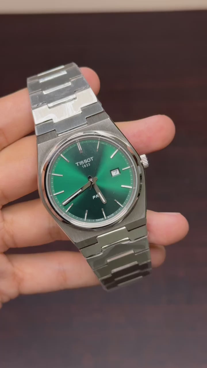 Tissot PRX Mastercopy (Green Plain Dial & Silver Chain)