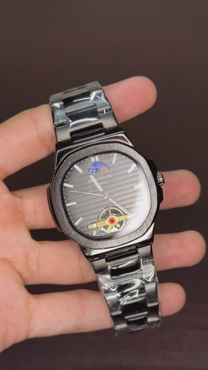 Patek Philippe Moonphase Tourbillon First Copy - Full Black