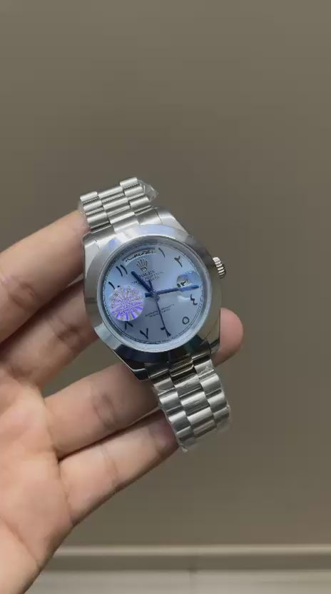 RLX Day-Date Mastercopy - Light Blue Dial With Roman Numbers
