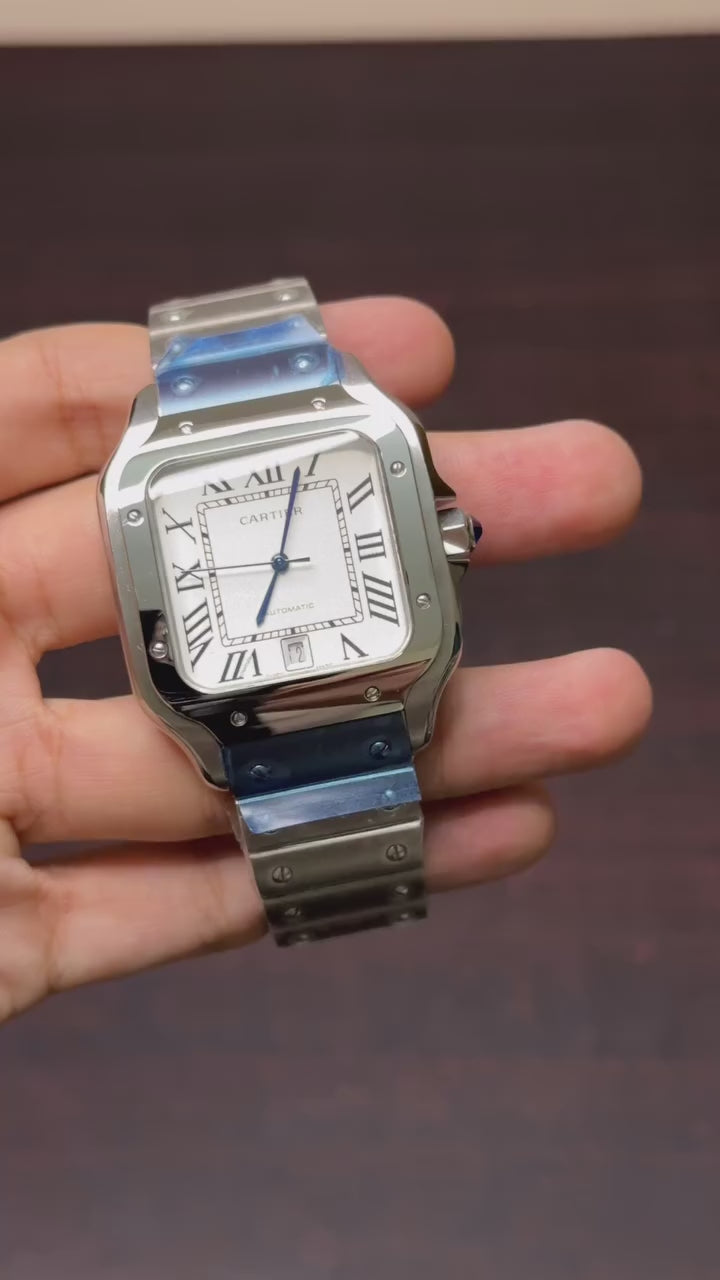 Cartier Santos Mastercopy - Silver Chain White Dial
