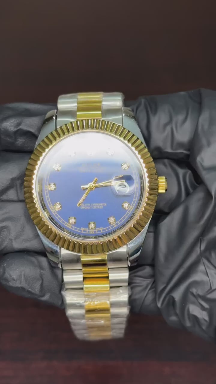 RLX Datejust First Copy | Blue dial - Two Tone Chain
