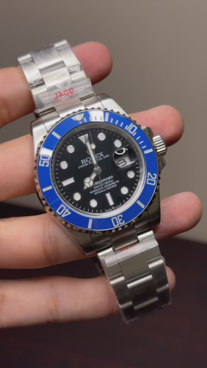 RLX Submariner Mastercopy (Silver Chain With Black & Blue Dial)