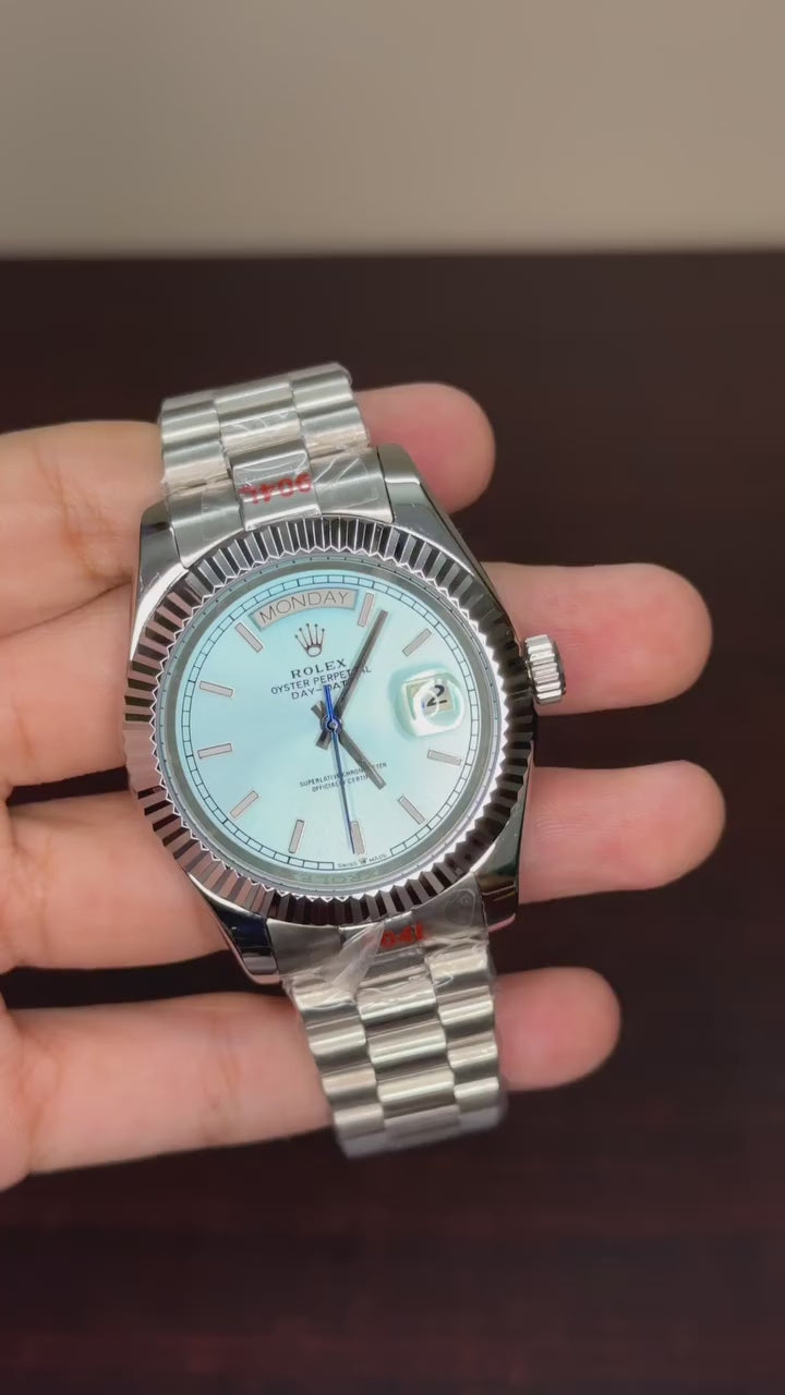 RLX Day-Date Mastercopy - Tiffany Dial Silver Chain