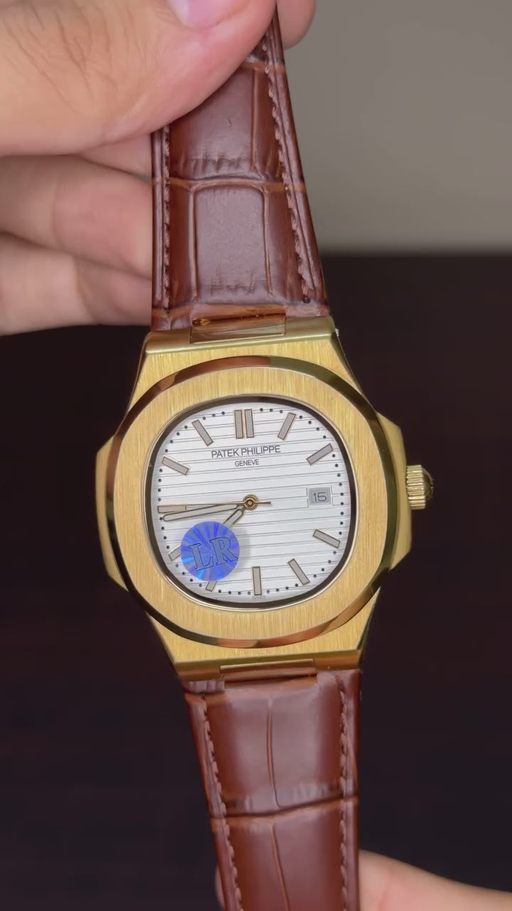 Patek Philippe Nautilus Mastercopy - White Dial With Golden Bezel
