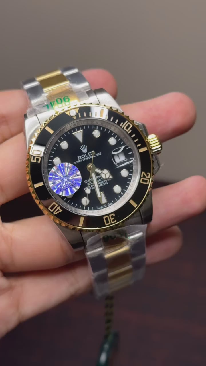 RLX Submariner Mastercopy (Silver & Golden Chain With Black Dial)