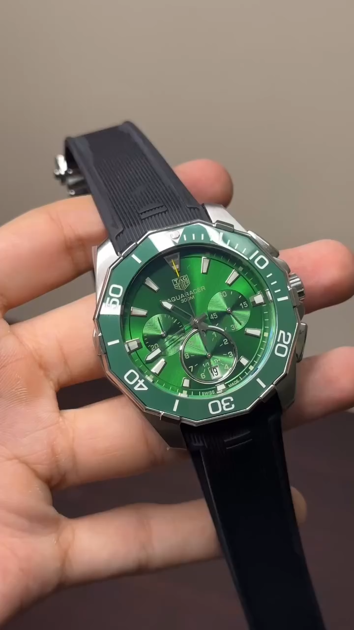 TagHeuer Mastercopy ( Black Strap With Green Dial)