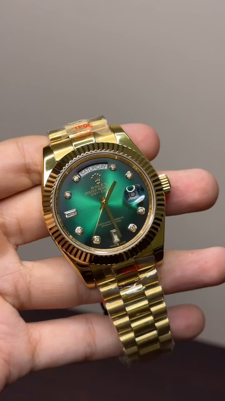 RLX Day-Date Mastercopy - Green Dial Golden Chain