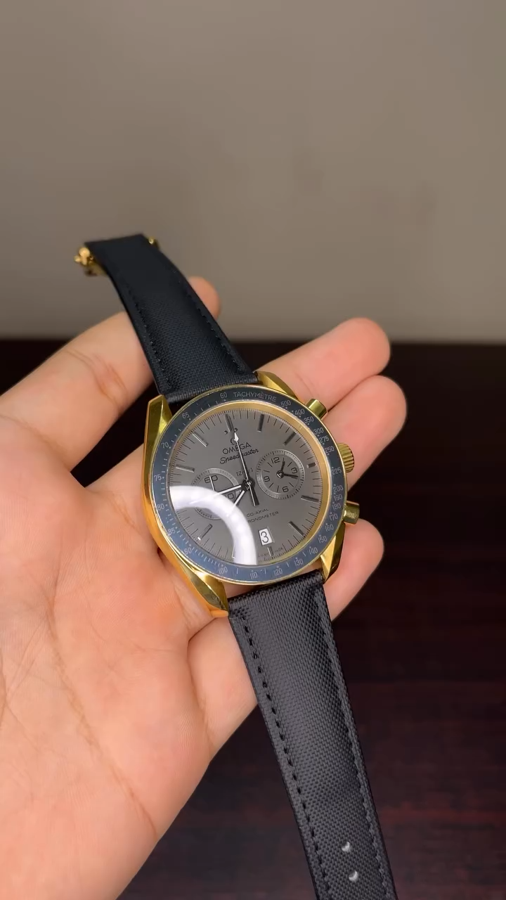 Omega Speedmaster Mastercopy - Black Strap Grey Dial