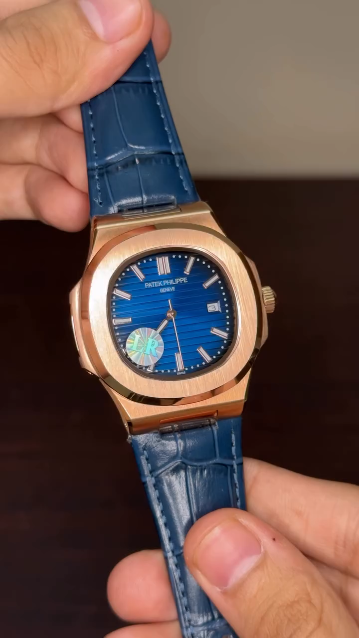 Patek Philippe Nautilus Mastercopy - Blue Dial With Rose Gold Bezel