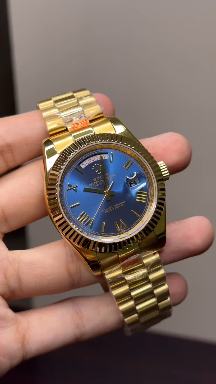 RLX Day-Date Mastercopy - Blue Dial Golden Chain