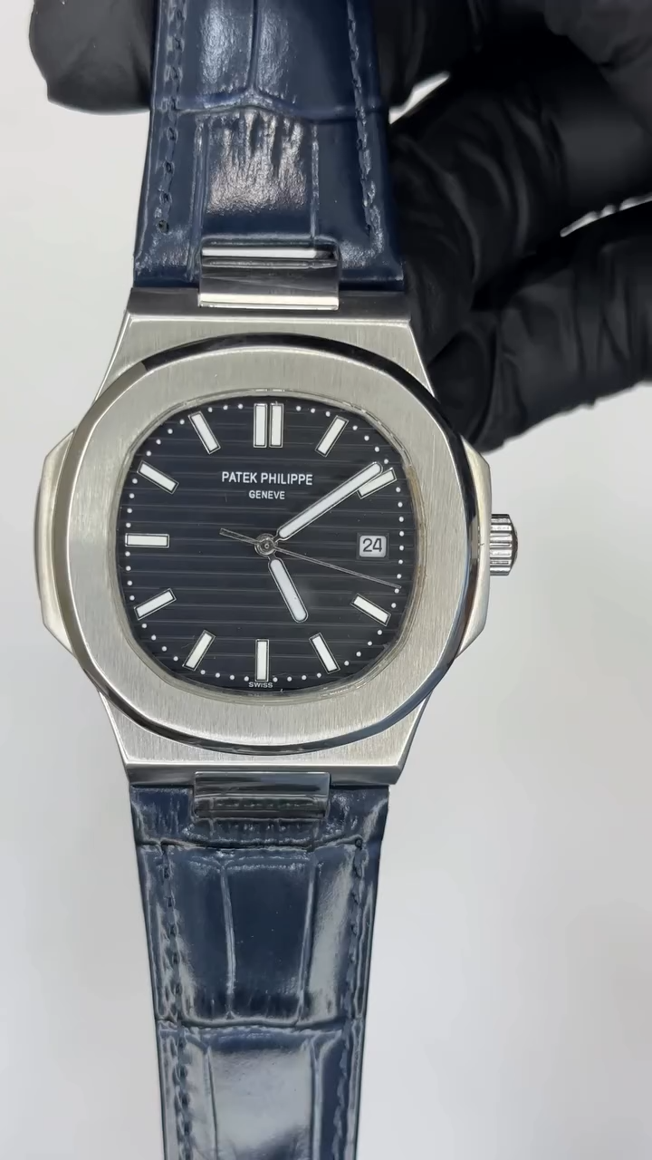 Patek Philippe Nautilus Mastercopy - Black Dial With Blue Strap