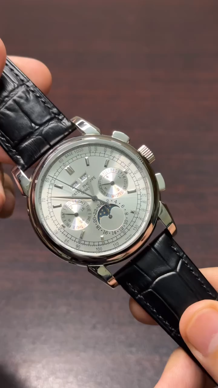 Patek Philippe Grand Complications Mastercopy ( Silver Dial, Black Leather Strap )