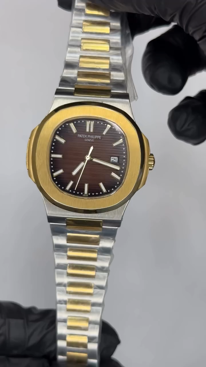 Patek Philippe Nautilus Mastercopy - Two Tone Chain Brown Dial