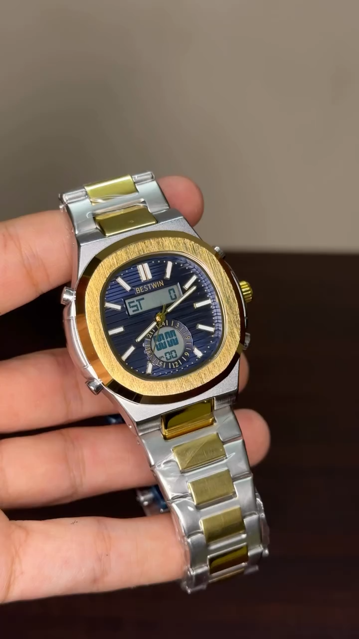 Bestwin Analog - Blue Dial Two Tone Chain
