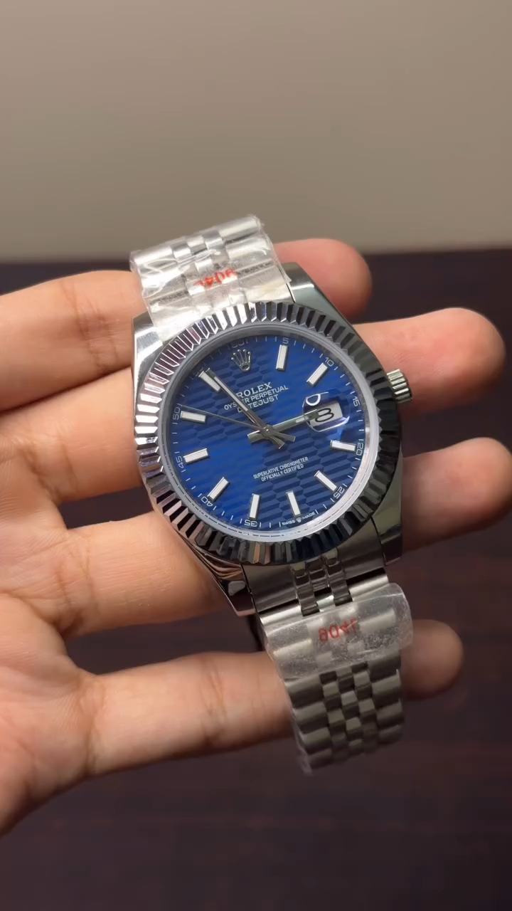RLX Date Just Mastercopy (Silver Chain With Blue Dial)