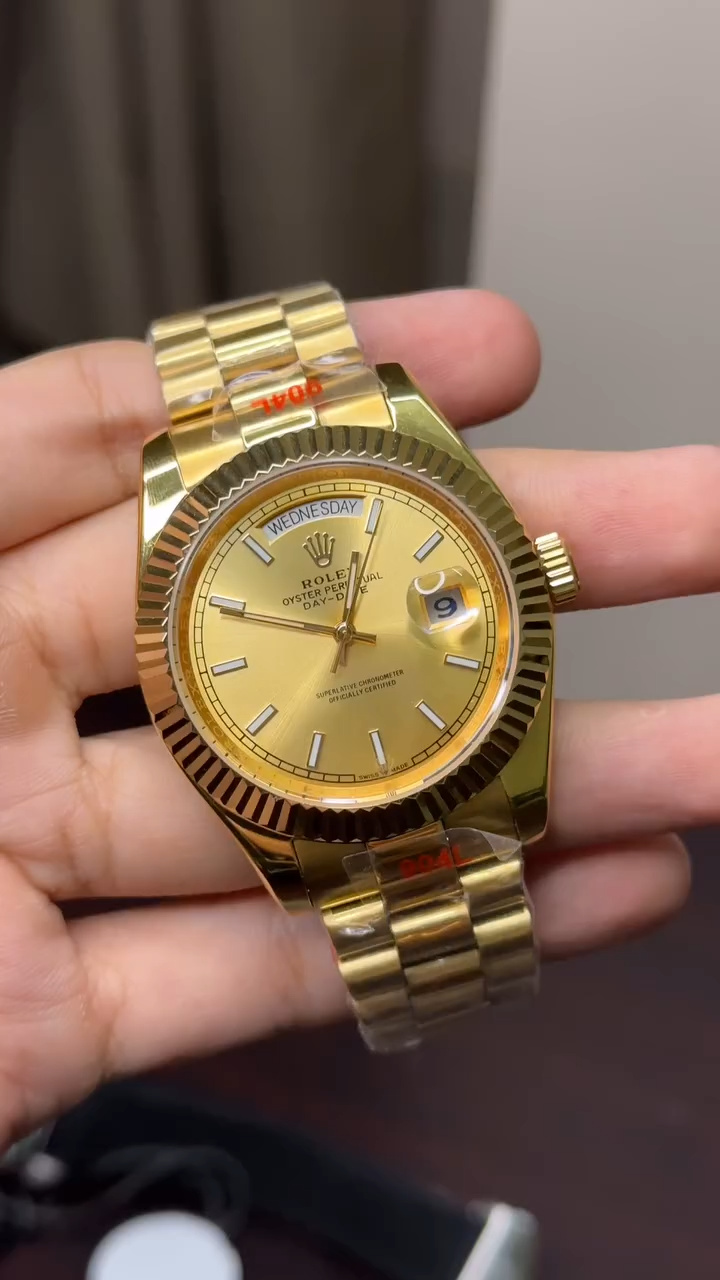 RLX Day-Date Mastercopy - Golden Dial Golden Chain