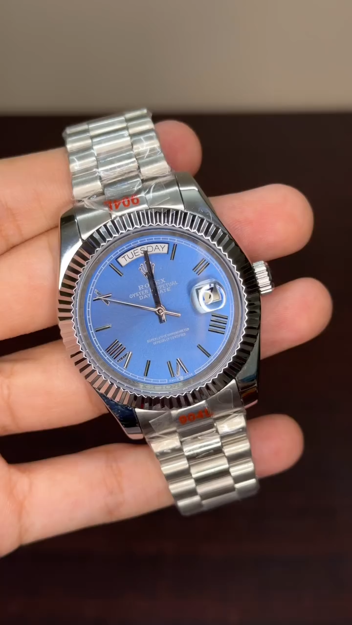 RLX Day-Date Mastercopy - Blue Dial Silver Chain