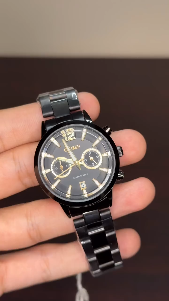 Citizen Chronograph First Copy - Black Chain Black Dial