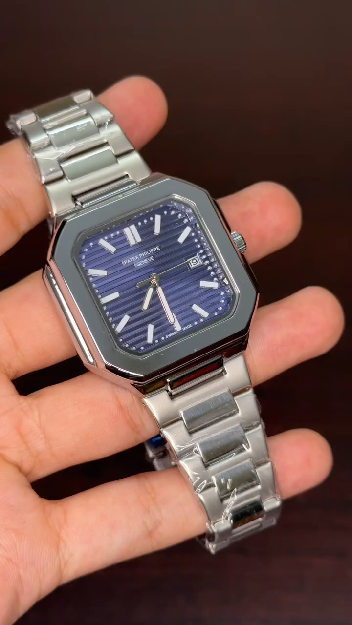 Patek Philippe Cubitus First Copy - Silver Chain With Blue Dial