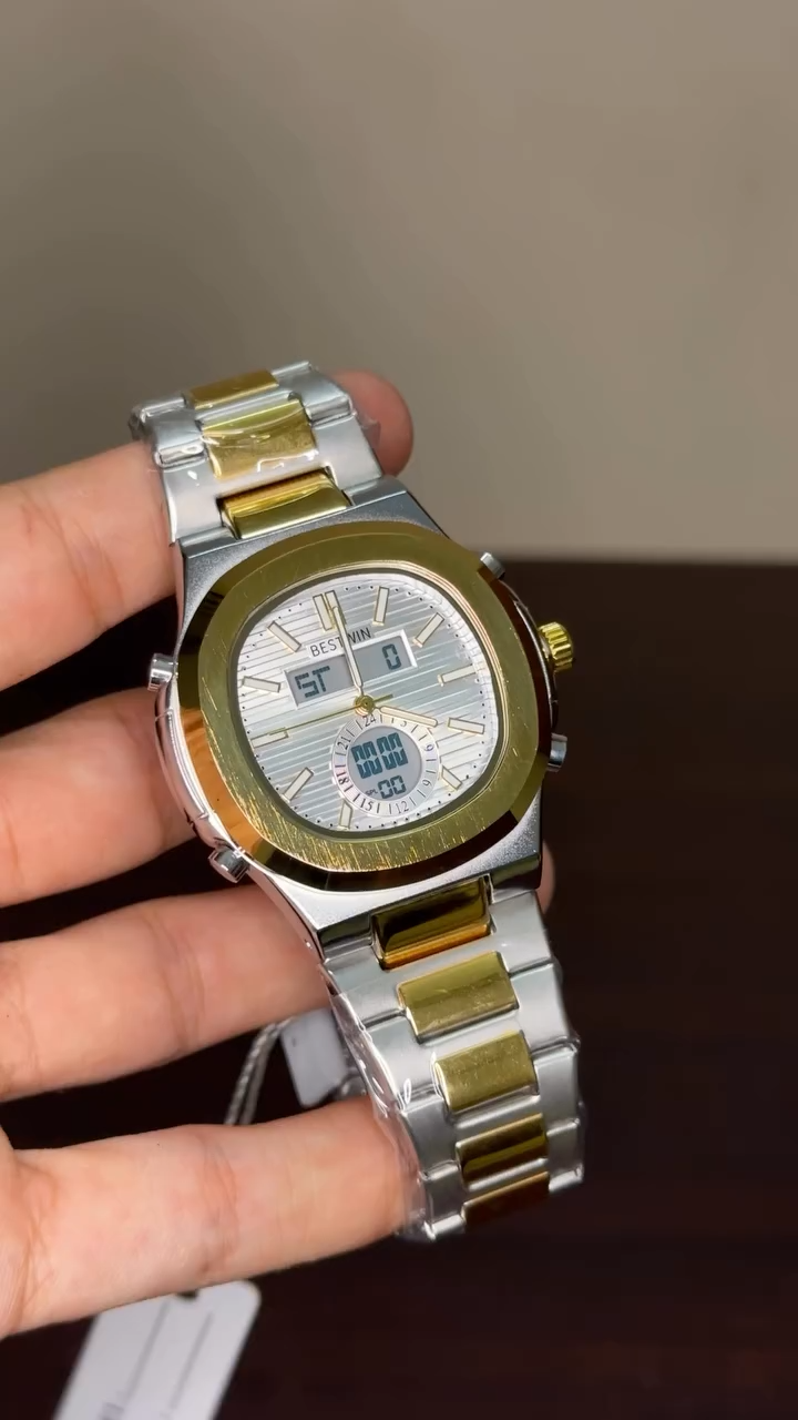 Bestwin Analog - White Dial Two Tone Chain