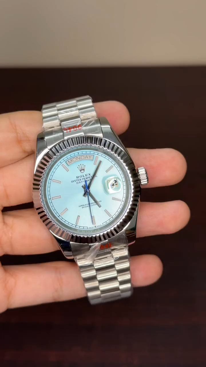 RLX Day-Date Mastercopy - Tiffany Dial Silver Chain
