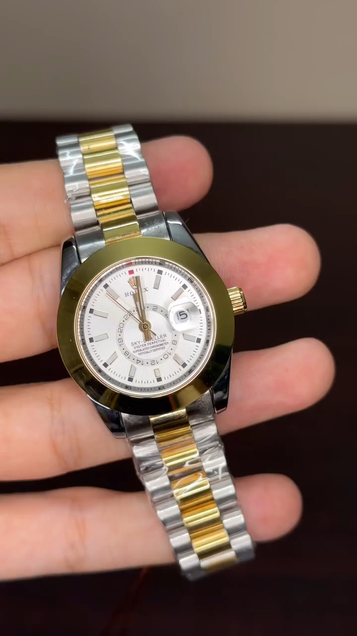 RLX Sky Dweller First Copy - Two Tone Chain White Dial