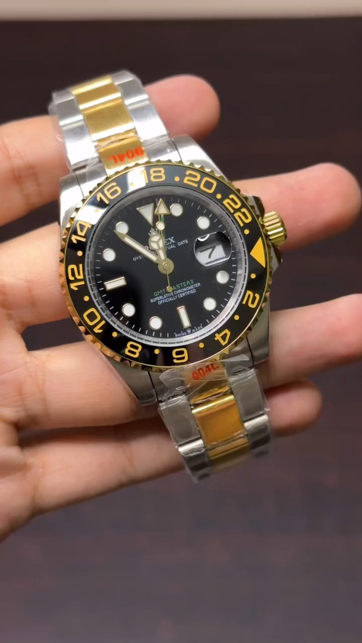 RLX GMT Mastercopy (Silver & Golden Chain With Black Dial)