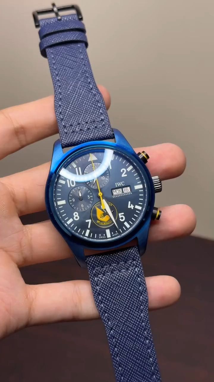 IWC Pilot's Chronograph Mastercopy (Blue Strap with Blue Dial)