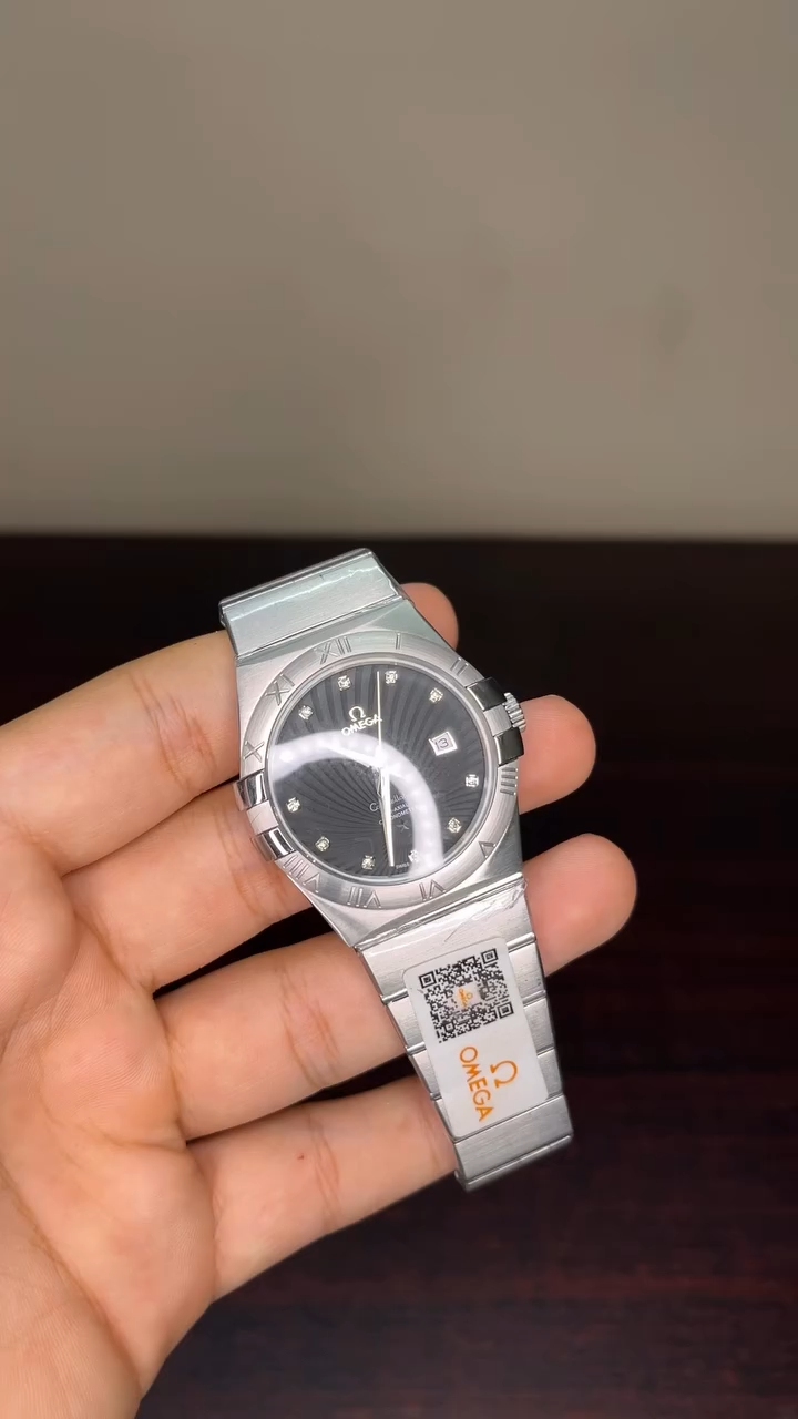 Omega Constellation Mastercopy - Silver Chain Black Dial