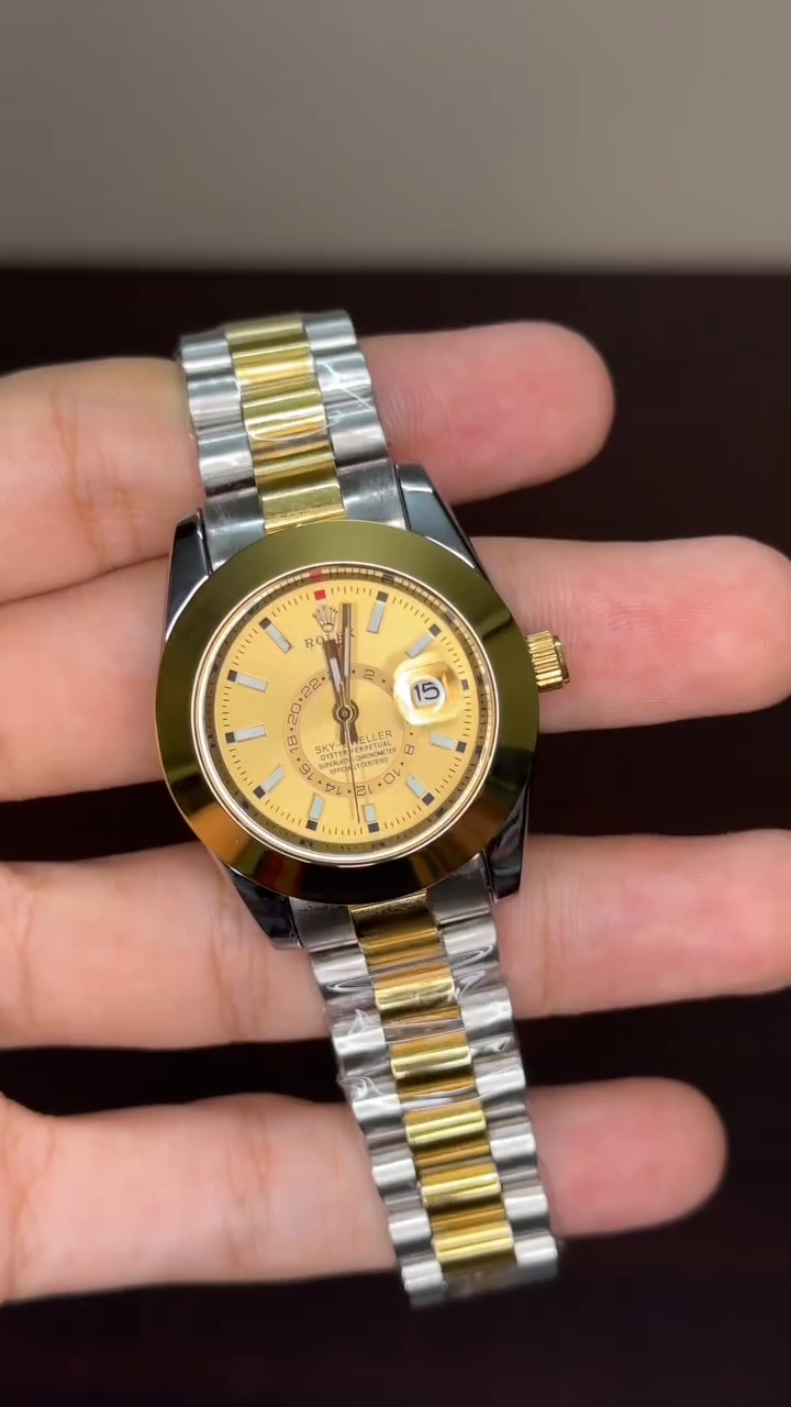 RLX Sky Dweller First Copy - Two Tone Chain Golden Dial