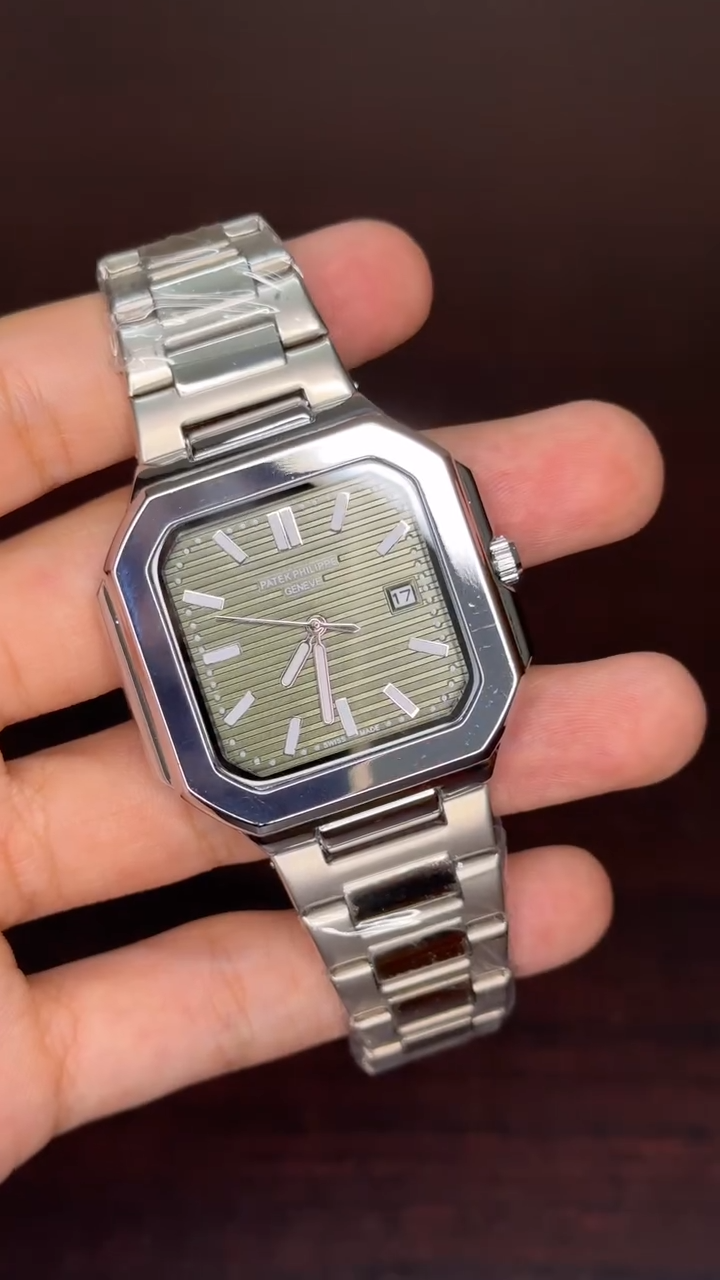 Patek Philippe Cubitus First Copy - Silver Chain With Green Dial